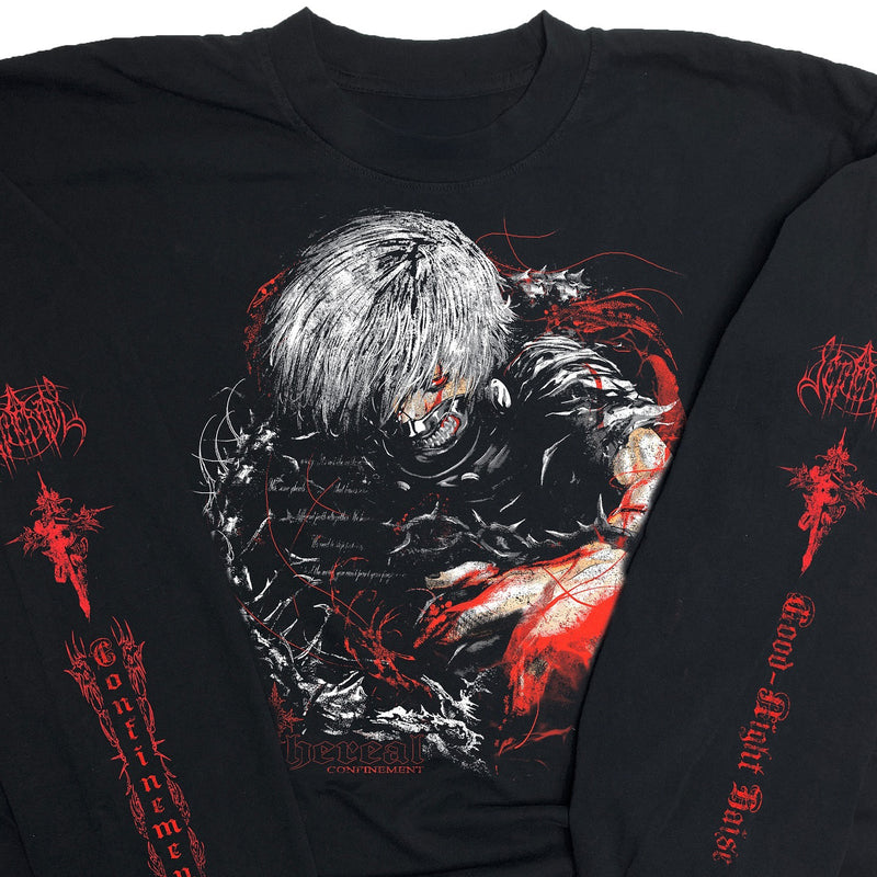 Tokyo Ghoul Ken Kaneki hoodie, long sleeve crew neck sweater inspired by the iconic horror anime and manga series. Premium anime clothing featuring high-quality design, stylish and comfortable fit, and durable fabric. Perfect for cosplay wear or everyday anime outfits, this unique horror anime fashion piece is a must-have for Tokyo Ghoul fans. Soft and collectible anime merchandise, ideal as a gift for horror manga and anime lovers. Embrace the dark and eerie vibes of Tokyo Ghoul with this Kaneki-inspired a