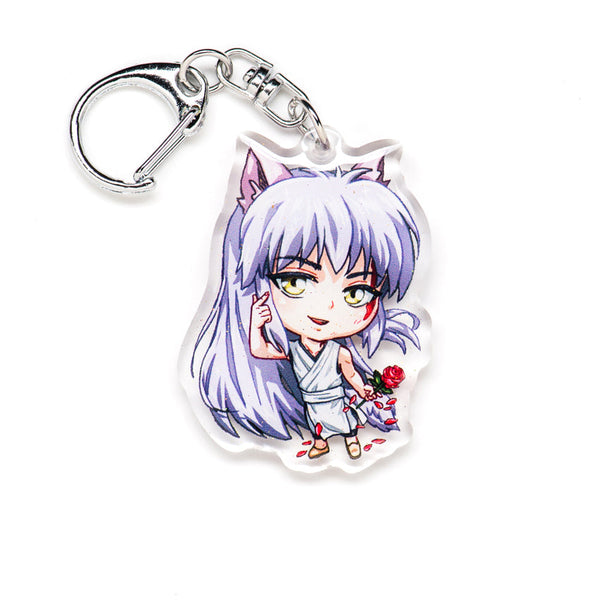 Classic Yu Yu Hakusho acrylic keychain featuring double-sided designs of Yusuke, Kurama, Hiei, Kuwabara, and Botan. Bold, vibrant, scratch-resistant colors with a glitter epoxy coating for an eye-catching look. Perfect for accessorizing backpacks, lanyards, and Ita bags. Durable silver D-clasp ensures long-lasting quality. A must-have collectible and the perfect gift for Yu Yu Hakusho fans and anime lovers!