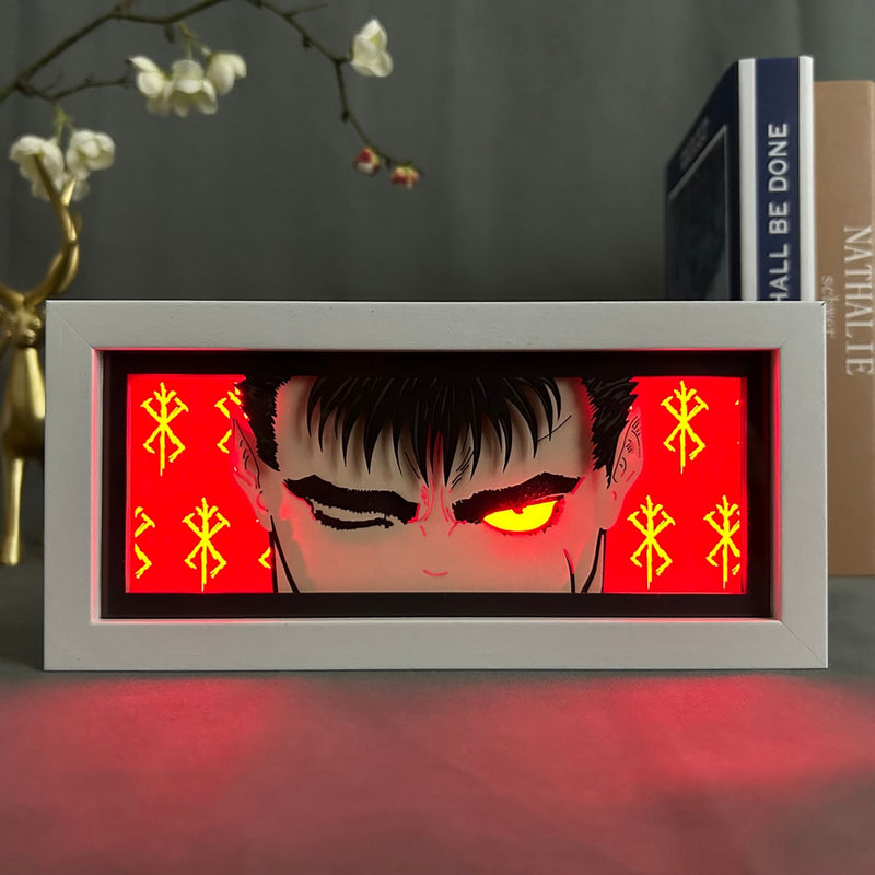 Berserk Anime Manga Light Box Led RGB Guts Griffith Casca Demon Dark Fantasy Egg of the King Behelit Kentaro Miura Band of the Hawk Embroidered Black Swordsman Falcon of Light Brand of Sacrifice Band of the Hawk Aesthetic Handmade Golden Age Bedroom Desk Lamps Decoration Table Lamp Handmade Crafted DIY 3D Paper Carving Laser Cut Controller Remote Blue Red Green Pink White Flickering Tealight Japan Tokyo Kyoto Home & Living Wall Lights Light Fixtures Electric Lanterns Shonen Seinen Custom Anime 
